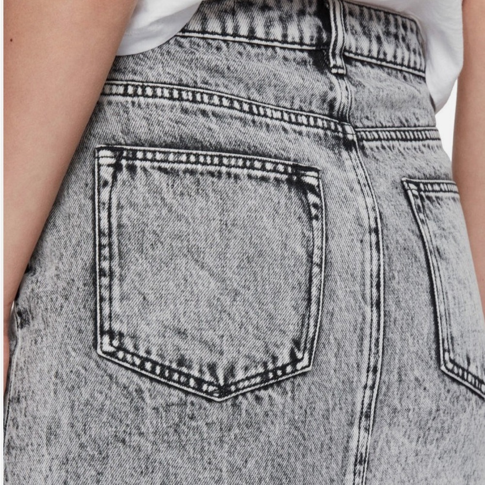 ALLSAINTS Nara Pencil Skirt Denim Jean Black Acid Wash Vintage Inspired 4 2 - Picture 3 of 5
